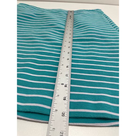 Talbot Ribbed Knit Pencil Mini Skirt Stripe Teal Blue Petite 12 P Nautical Beach - Picture 7 of 8